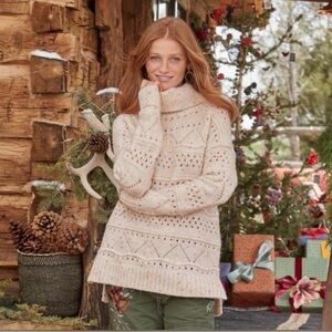 Sundance Linton Confetti Drop Shoulder Cowl Neck Oversized Knit Sweater Medium